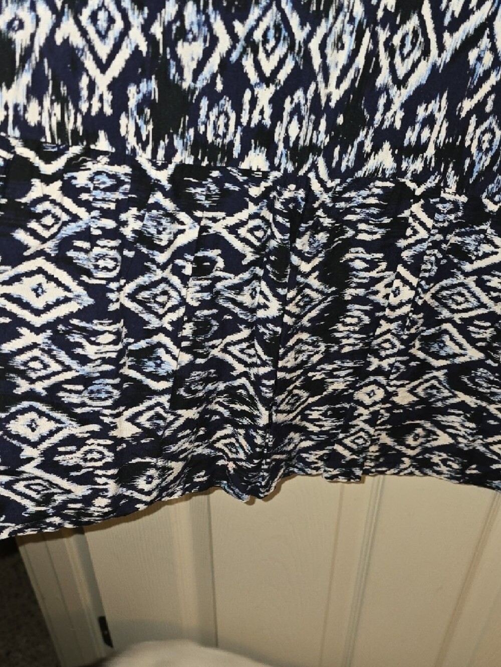 Doe & Rae Navy & White Patterned Neckline Top - Picture 6 of 6